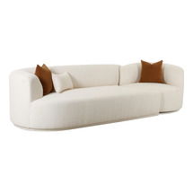 Online Designer Combined Living/Dining Fickle Cream Boucle 2-Piece Modular Sofa