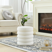 Online Designer Combined Living/Dining Delphina Modern Boucle Ottoman Footstool, Under Desk Footrest For Living Room Bedroom And Office