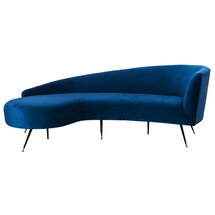 Online Designer Bedroom Frankie Velvet 86" Recessed Arm Sofa Bed  