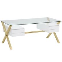 Online Designer Home Office Beverly Large Desk, White/Gold