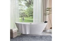 Online Designer Bathroom Valence 71 in. Acrylic Flatbottom Freestanding Bathtub in White/Classic Chrome