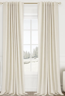 Online Designer Bedroom Graciella Thermal Insulated Faux Linen Textured 100% Blackout Curtains for Bedroom Living Room Back Tab/Rod Pocket (Set of 2)