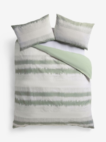 Online Designer Bedroom Green Ikat Geo 100% Cotton Reversible Printed Duvet Cover and Pillowcase Set