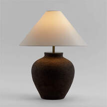 Online Designer Living Room Corfu Black Table Lamp with Linen Taper Shade