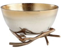 Online Designer Bedroom Antler Anchored Aluminum Decorative Bowl