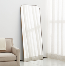 Online Designer Bedroom Edge Brass Arch Rectangle Floor Mirror