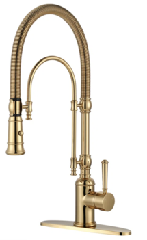 Online Designer Kitchen KB122009G-AS Pull Out Gooseneck High-Arc Kitchen Faucet