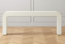 Online Designer Dining Room HORSESHOE IVORY LACQUERED LINEN 80" CONSOLE TABLE