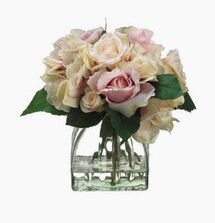 Online Designer Bedroom 8" Hydrangea and Rose Florals in Vase
