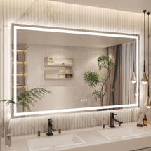Online Designer Bathroom Molly Frameless LED Front Light and Backlit 3 Colors Dimmable Anti-Fog Wall Bathroom Vanity Mirror