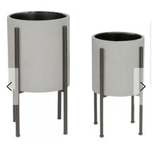 Online Designer Living Room Tania Mid Century 2 Piece Iron Pot Planter Set