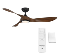 Online Designer Living Room 54" WAC Swirl Matte Black LED Wet Rated Smart Control Ceiling Fan