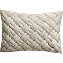 Online Designer Living Room 18"x12" jersey ivory interknit pillow with down-alternative insert
