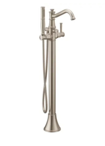 Online Designer Bathroom Belfield Floor Mounted Tub Filler with Built-In Diverter - Includes Hand Shower
