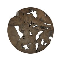 Online Designer Living Room Slice Grey Teak Round Wall Art