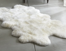 Online Designer Combined Living/Dining Ivory Sheepskin Throw/Rug