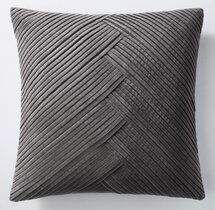 Online Designer Bedroom TUCKED COTTON VELVET CHEVRON PILLOW COVER - SQUARE