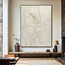 Online Designer Living Room Large Beige 3D Texture Wall Art Neutral Creamy White Abstract Oil Painting Beige and White Minimalist Painting Modern Wabi Sabi Wall Art
