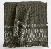 Online Designer Bedroom Weekend Burnt Green Organic Cotton 70"x55" Throw Blanket