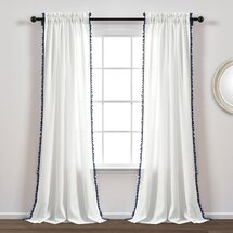 Online Designer Bedroom Brannon Solid Semi-Sheer Rod Pocket Curtain Panel