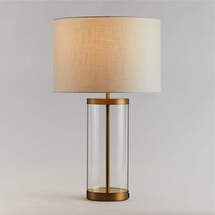 Online Designer Bedroom Promenade Brass and Glass Table Lamp with USB Port 30.5"