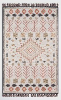 Online Designer Bedroom Bronte Southwestern Handmade Looped Wool Red/Gray/White Area Rug