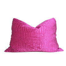Online Designer Living Room Crocodile Alligator Reptile Pattern Texture Velvet Hot Fuschia Pink Pillow