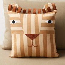 Online Designer Nursery Lion Face Striped Embroidered Kids Throw Pillow