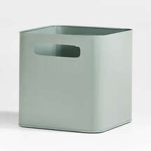 Online Designer Nursery Outline Sage Green Metal Storage Bin with Handles