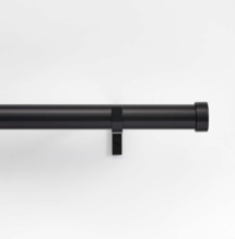 Online Designer Bedroom Black 1.5" Standard Curtain Rod and Round End Cap Finials Set 48"-88"