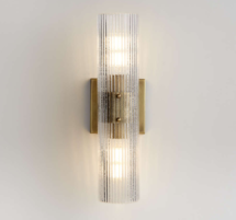 Online Designer Bathroom Soleil Fluted Glass 2-Light Wall Sconce