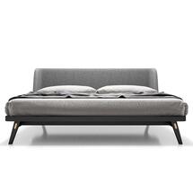 Online Designer Combined Living/Dining Modloft Haru Mid Century Andorra Wool Upholstered Black Oak Platform Wingback Bed - California King