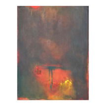 Online Designer Bedroom Karen Lastre “In Search of Higher Understanding” Large Orange Abstract Expressionist Painting