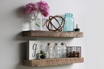 Online Designer Bedroom Joao 2 Piece Solid Wood Floating Shelf with Reclaimed Wood