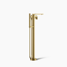 Online Designer Bathroom Floor-mount bath filler trim with handshower - brass