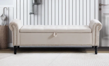 Online Designer Bedroom 67'' Upholstered Velvet Storage Bench for Bedroom End with Button-Tufted Seat and Roll Arms