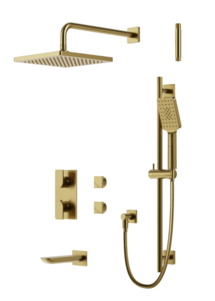 Online Designer Bathroom Square Rounded Thermostatic Shower Trim Kit 3-way Shared