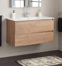 Online Designer Bathroom 40" KIAH WALL-MOUNT VANITY AND SINK - DESERT OAK WOOD