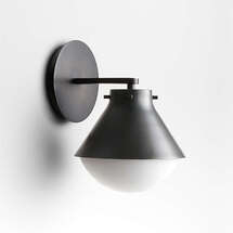 Online Designer Dining Room Rainier Black Conical Wall Sconce Light