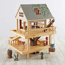 Online Designer Bedroom Treehouse Play Set and Wooden Forest Animals