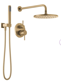 Online Designer Bathroom 342702-CZ Modern Raincan Round Shower System, Rain Shower Head with Handheld Spray, Shower Faucet Set