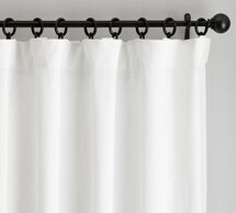 Online Designer Combined Living/Dining Belgian Flax Linen Rod Pocket Blackout Curtain, White, 100 x 96"