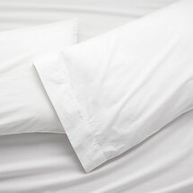 Online Designer Dining Room Organic Cotton White Standard Pillow Cases, Set of 2