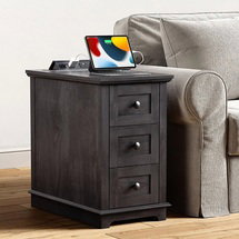 Online Designer Bedroom 3 Drawers End Tables with Storage and Built-in Outlets for Living Room