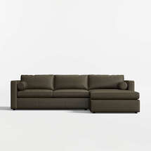Online Designer Combined Living/Dining Aris 2-Piece Leather Sectional Sofa with Chaise Lounge