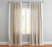 Online Designer Bathroom Emery Border Linen Curtain