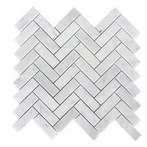 Online Designer Kitchen 1" x 3" Marble Herringbone Mosaic Wall & Floor Tile