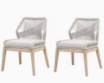 Online Designer Dining Room S/2 Easton Rope Side Chairs, Taupe/Pumice