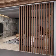 Online Designer Business/Office Floor to Ceiling Wooden Slats,Privacy Screens Roomdivider,Decorative Room Separation Tube Hollow Decor Column(160cm/63in/5.24ft) 