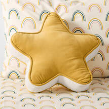 Online Designer Nursery Harriet Custard Yellow Velvet Kids Star Shaped Throw Pillow